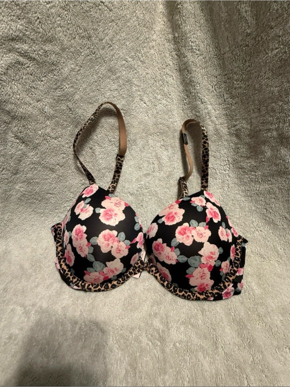 Victoria's Secret 38B Push-Up Bra Floral Leopard Print NWT